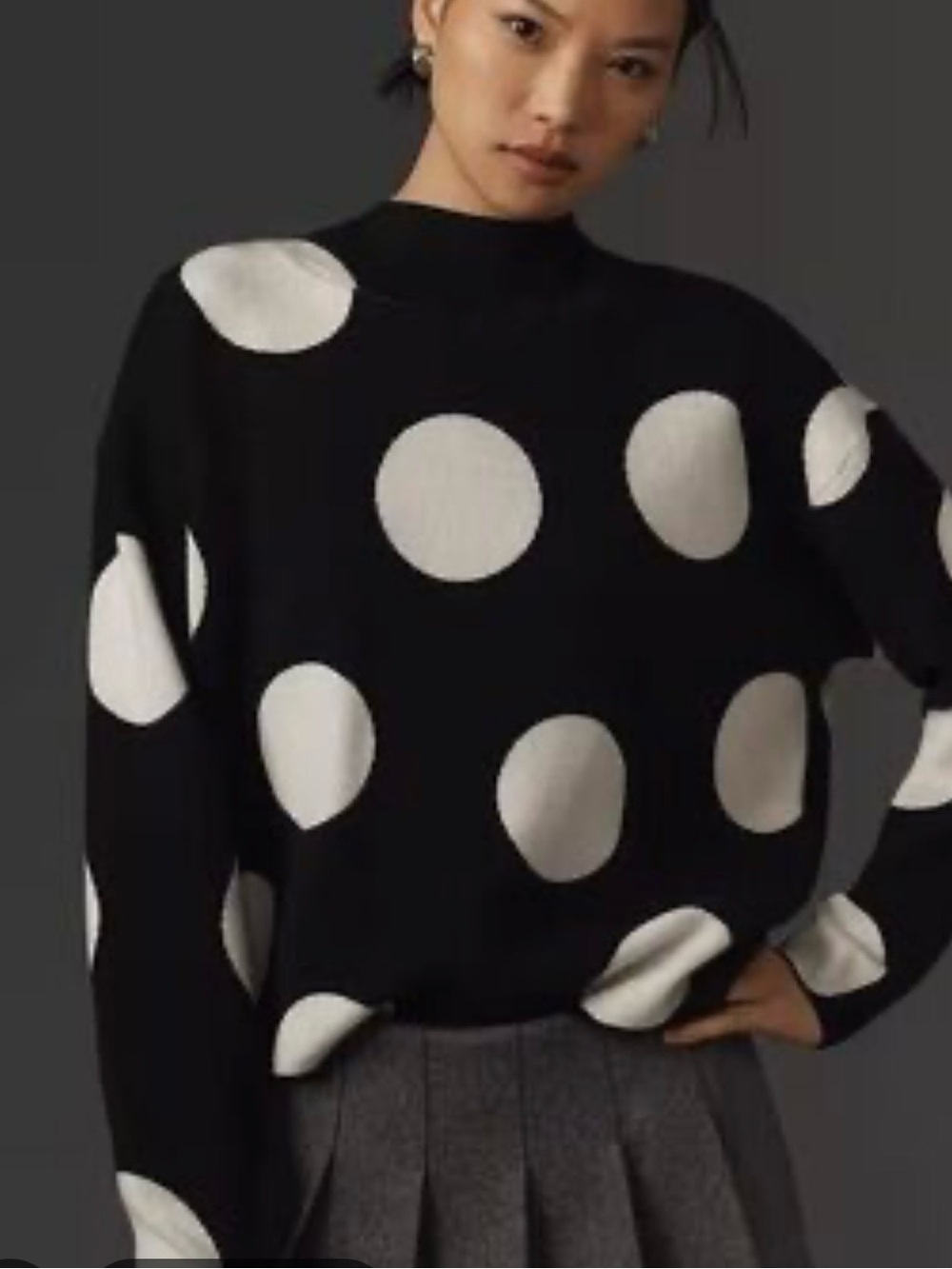 Meave Black & White Polka Dot Women's Sweater